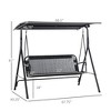 CAVINAS 3-Seat Outdoor Porch Swing Bench,Patio Swing with Armrests,Steel Frame and Adjustable Canopy,Outdoor Swing for Patio,Poolside,Garden - 3 of 4