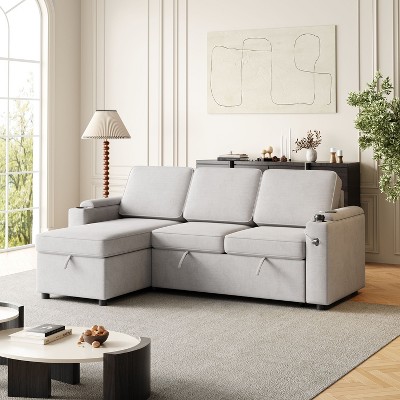 85.8" Sleeper Sofa, Sofa Bed - 2 in 1 Pull Out Sofa Bed with Storage Sofa, Sofa Sleeper with Pull Out Bed with Charging Port
