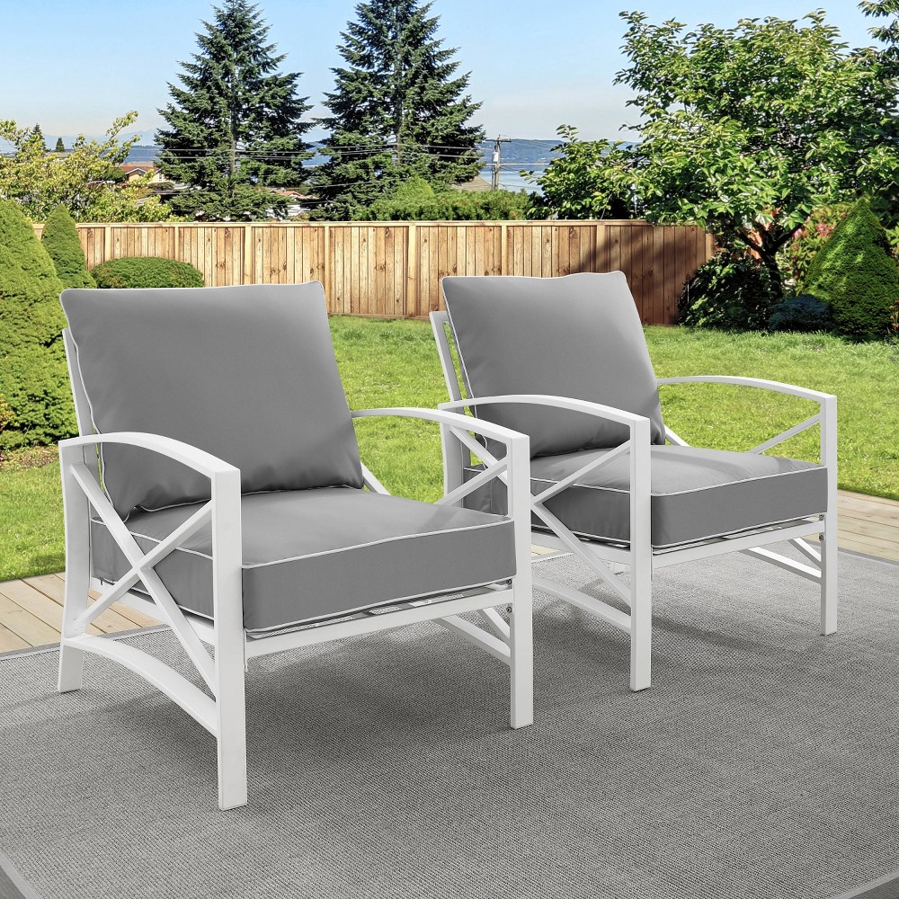 Photos - Garden Furniture Crosley Kaplan 2pc Outdoor Arm Chairs - Gray  