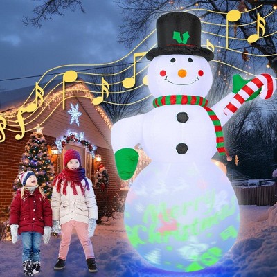 Swtroom 7Ft Xmas Snowman Inflatable with Projector Lights, Color-Changing LED Outdoor Decor Party Indoor for Christmas Lawn & Garden