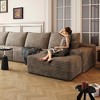 MAYEERTY 135" Cloud Sofa + Ottoman Camel - 135" Camel + Ottoman, Corduroy, No Assembly, Fits Spacious Room - 4 of 4