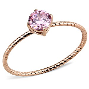 Slickblue Rose Gold Ion Plated Stainless Steel Ring, AAA Rose CZ, Modern Solitaire Promise Style, Sizes 5-9 - 1 of 4