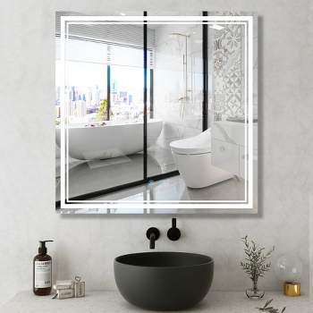 April Anti-Fog Frameless Rectangular LED Bathroom Vanity Mirror, Wall Mounted with Adjustable Light,Smart Touch Button-The Pop Home