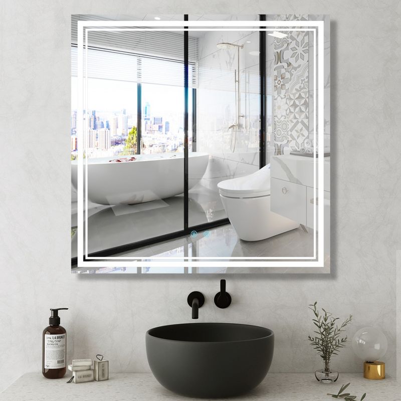 April Anti-Fog Frameless Rectangular LED Bathroom Vanity Mirror, Wall Mounted with Adjustable Light,Smart Touch Button-The Pop Home, 1 of 10
