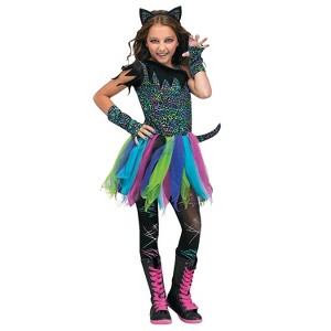 Fun World Girls' Funky Wild Cat Dress Costume - 1 of 2