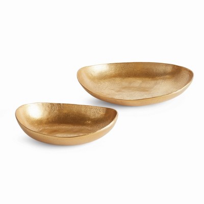 Plum & Post Janae Oval Decorative Bowls, Set of 2 - Gold Finish