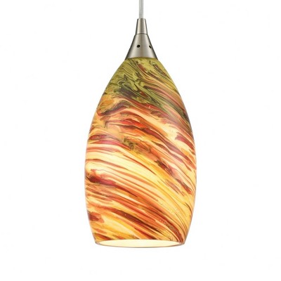 Elk Collanino Mini Pendant with Lava Swirl Glass in Satin Nickel