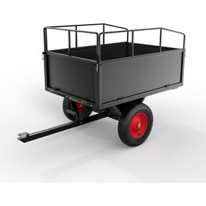 Coucheta ATV Trailer Tow Behind Steel Dump Cart, 750 LB Heavy Duty Yard/Garden Trailer with 17 Cu Ft Bed & All Terrain Tires - 1 of 4