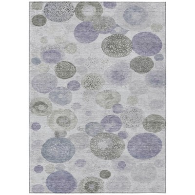 Lavender Gray And Silver Geometric Washable Indoor Outdoor Area Rug