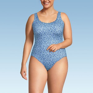 Lands' End Women's Chlorine Resistant High Leg Soft Cup Tugless Sporty One Piece Swimsuit - 1 of 4