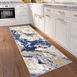 Abstract Marble Accent Rug, Soft Luxury Carpet for High Traffic Areas, Washable Rugs - 1 of 4
