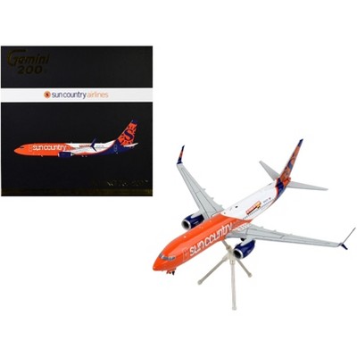 Boeing 737-800 Commercial Aircraft "Sun Country Airlines" Orange & White "Gemini 200" 1/200 Diecast Model Airplane by GeminiJets