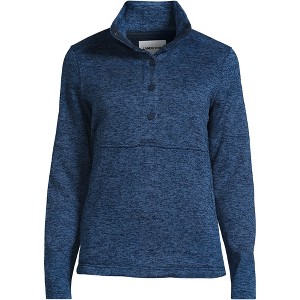 Lands' End Women's Sweater Fleece Snap Neck Pullover Jacket - 1 of 3