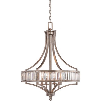 Vienna Full Spectrum Antique Soft Silver Chandelier 24" Wide Crystal Glass 4-Light Fixture for Dining Room House Kitchen Bedroom