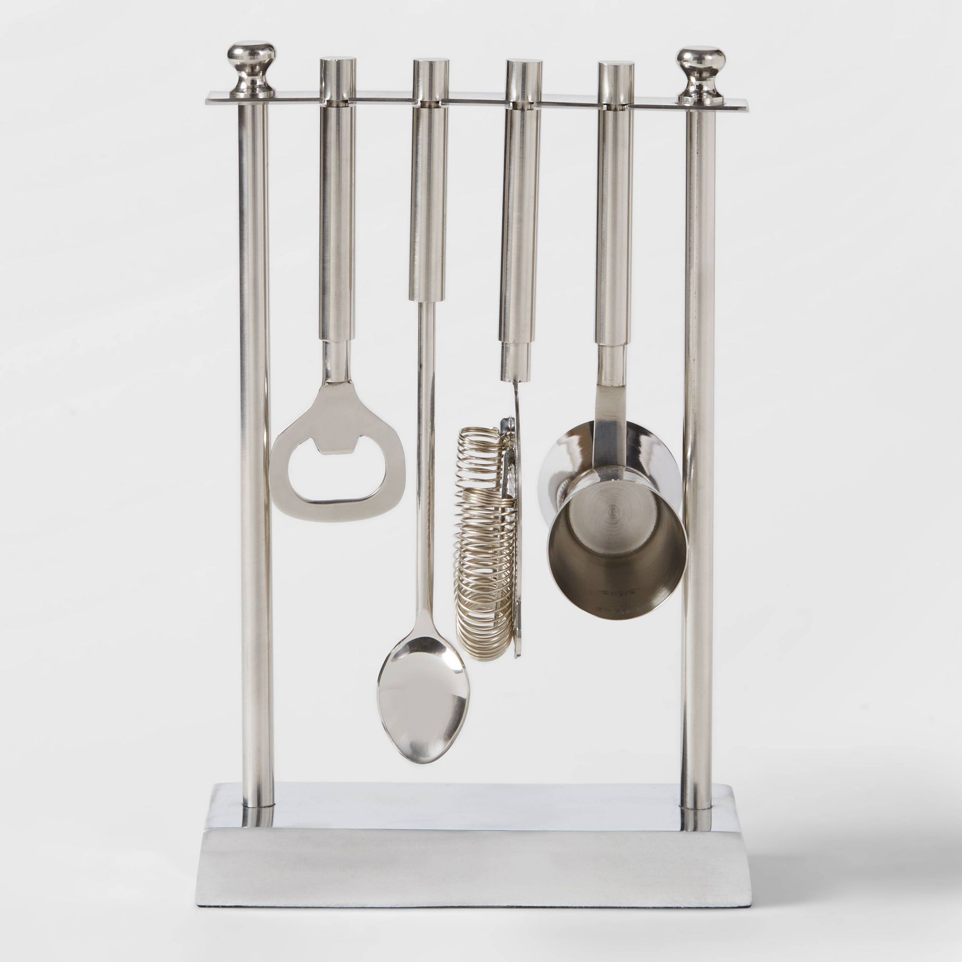 5pc Stainless Steel Bar Tool Set with Stand Silver - Threshold™: Barware Kit with Storage Case