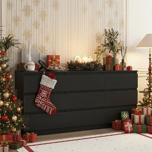 Resenkos Modern Mid Century 6 Drawer Wide Dressers Chests for Bedroom, Chest of Drawer Organizer - 1 of 4