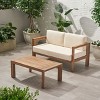 CAVINAS Outdoor Loveseat with Coffee Table, Acacia Wood Patio Furniture Set, Modern Apartment Patio Furniture for Backyard, Beige+Brown - 3 of 4