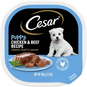 Cesar Classic Loaf in Sauce Chicken, Gravy and Beef Flavor Small Breed Puppy Wet Dog Food - 3.5oz - 1 of 4