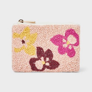Beaded Floral Zip Pouch - A New Day™ - 1 of 4