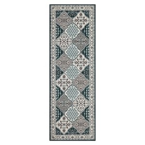 Washable Vintage Geometric Rug Non Slip Low Pile Rug Soft Throw Floor Cover Foldable Indoor Carpet for Living Room Bedroom Playroom Nursery - 1 of 4
