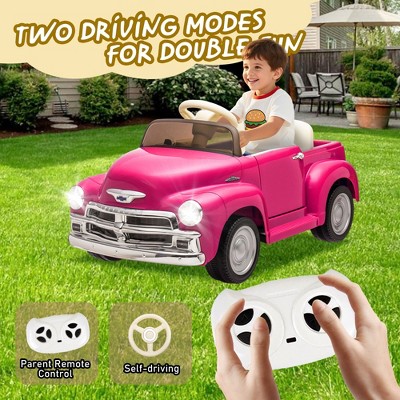 12V Kids Ride On Chevrolet 3100 Pickup Truck Electric Car Parents Control 3-Speed USB LED Bluetooth High Power 4.35 km/h Age 3+