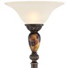 Kathy Ireland Vintage Torchiere Floor Lamp 72" Tall Bronze Tortoise Shell Font Frosted Glass Shade for Living Room Reading House - 3 of 4