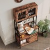 Industrial 6-Tier Bakers Rack with Power Outlet, 63" Coffee Bar & Microwave Stand with Storage Cabinet for Kitchen - 3 of 4