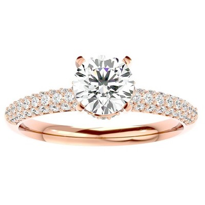 Pompeii3 1 1/4Ct Pave Diamond Engagement Ring in White Yellow Rose Gold Lab Created