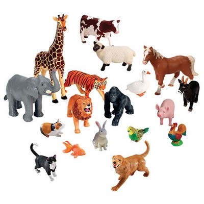 Kaplan Early Learning Company Jumbo Animals Set of 18 - Farm, Jungle, & Pets