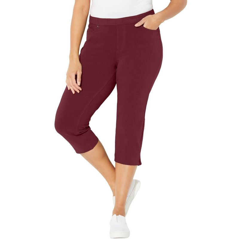 Catherines Women's Plus Size The Knit Jean Capri (With Pockets), 1 of 2