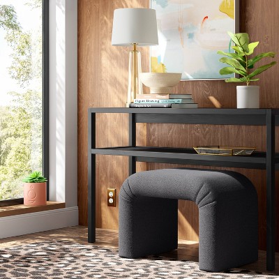 Cicely Waterfall Ottoman Charcoal Gray Boucle - Threshold™: No Assembly, Plywood Frame, Footrest