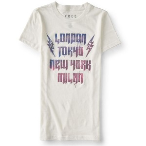 Aeropostale Womens Let's Rock Graphic T-Shirt, White, X-Small - 1 of 1