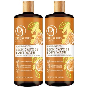 Dr. Jacobs Naturals Plant-Based Rich Castile Body Wash- Orange & Ginger- Hypoallergenic- Dermatologist Tested - 1 of 4