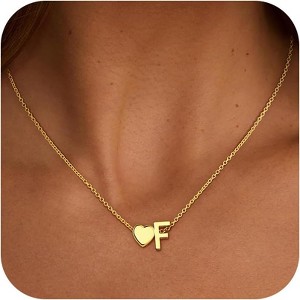 Heart Initial Necklace for Girls & Teens, 18K Gold Plated Birthday & Christmas Gift - 1 of 4