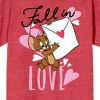 Tom & Jerry Fall in Love Women's Red Heather Short Sleeve Crew Neck Tee - 2 of 3
