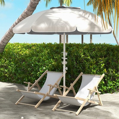 PAGED 9FT Patio Umbrella Double Top Ruffled Market Umbrella with Push Button Tilt and Crank for Garden, Poolside, Base Not Included