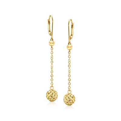 Ross-Simons 18kt Gold Over Sterling Diamond-Cut Ball Drop Earrings