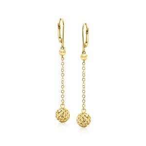 Ross-Simons 18kt Gold Over Sterling Diamond-Cut Ball Drop Earrings - 1 of 3