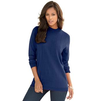 Roaman's Women's Plus Size Fine Gauge Drop Needle Mockneck Sweater - 4x ...