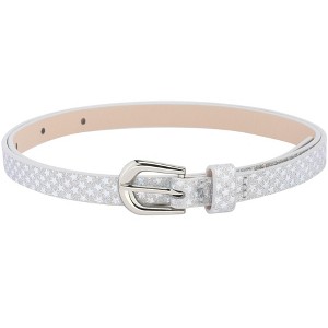 INSPIRE CHIC Women's Shinny Sparkly Bling Extra Thin Skinny PU Leather Waist Belts 1 Pc - 1 of 4