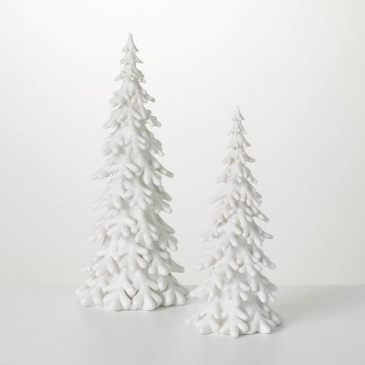 Snow Covered Pine Tree White 18.5"H Resin Set of 2