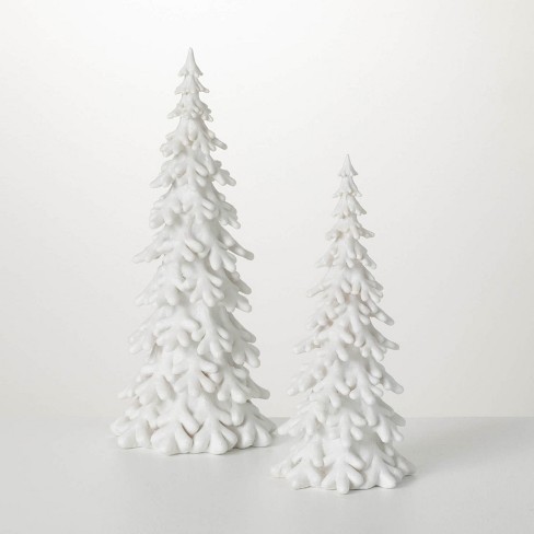 Snow Covered Pine Tree White 18.5"H Resin Set of 2 - image 1 of 4