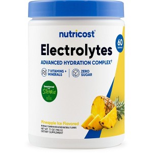 Nutricost Electrolytes Complex Powder (Pineapple Ice, 60 Servings) – Hydration Blend with 7 Vitamins & Minerals, Zero Sugar, Stevia-Sweetened - 1 of 4