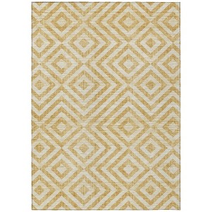 Gold Beige And Ivory Geometric Washable Indoor Outdoor Area Rug - 1 of 4