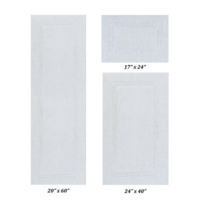 Lux Premium 100% Cotton  Ultra-Soft Tufted Solid Reversible 3 Piece Bath Rug Set, Water-Absorbent, Durable, Machine Washable Bathroom Rug