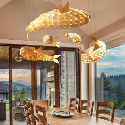 Artloge Fish-Shaped Pendant Ceiling Light Dining Room Chandelier Lamp for Decor