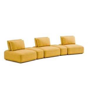 HOMES: Inside + Out 5pc Povoa 159" Modular Curved Sectional Sofa Modern Chenille with Extendable Backrest Yellow - 1 of 4
