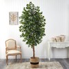 Nearly Natural 8-ft Ficus Artificial Tree in Handmade Natural Cotton Planter - 3 of 4