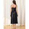 cheibear Women's Breathable V-Neck Satin Silky Camisole Midi Nightdress - 3 of 4