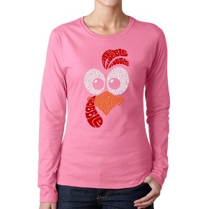 LA Pop Art Turkey Face - Women's Word Art Long Sleeve T-Shirt - 1 of 4